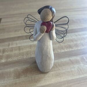 Willow Tree Angel with Red Heart and Black Wings
